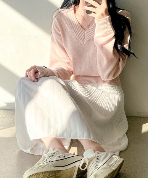 のんのん フロントアキパイピングニット（ニット/セーター）｜abc une