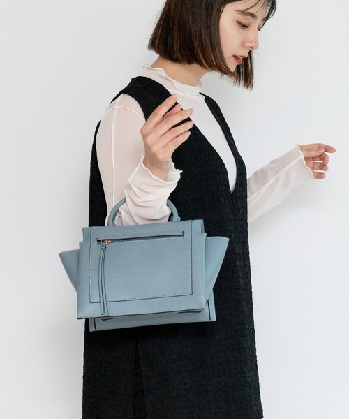 VitaFelice（ヴィータフェリーチェ）の「3スペース2wayミニハンドバッグ（ハンドバッグ・レディース・アイボリー/ベージュ系その他/ブラック/ライトブルー・FREE）」の5枚目の写真