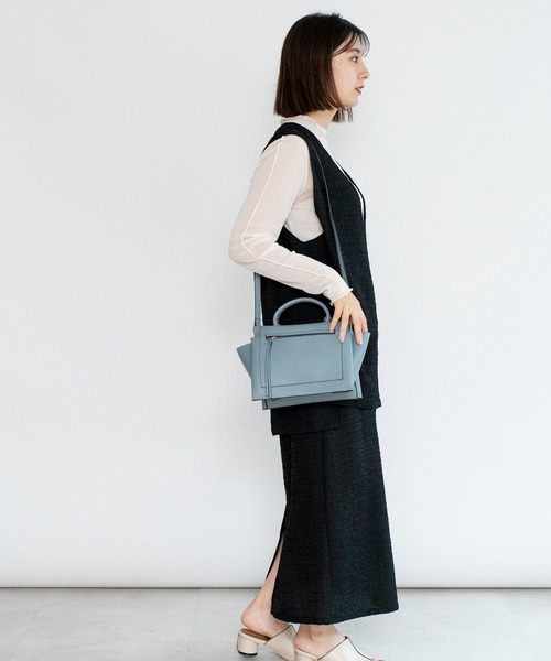 VitaFelice（ヴィータフェリーチェ）の「3スペース2wayミニハンドバッグ（ハンドバッグ・レディース・アイボリー/ベージュ系その他/ブラック/ライトブルー・FREE）」の6枚目の写真