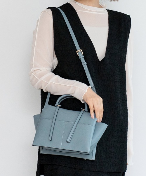 VitaFelice（ヴィータフェリーチェ）の「3スペース2wayミニハンドバッグ（ハンドバッグ・レディース・アイボリー/ベージュ系その他/ブラック/ライトブルー・FREE）」の8枚目の写真