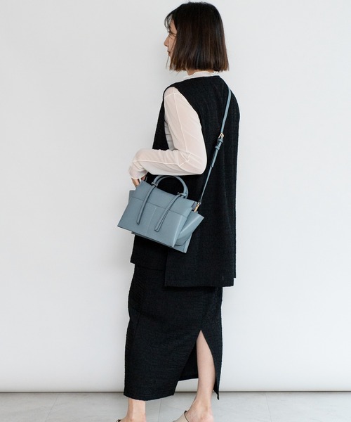VitaFelice（ヴィータフェリーチェ）の「3スペース2wayミニハンドバッグ（ハンドバッグ・レディース・アイボリー/ベージュ系その他/ブラック/ライトブルー・FREE）」の9枚目の写真
