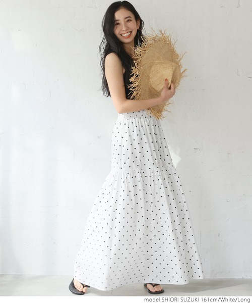 coca（coca）（コカ）の「ドット切り替えスカート（スカート・レディース・ホワイト・SHORT/LONG）」の6枚目の写真