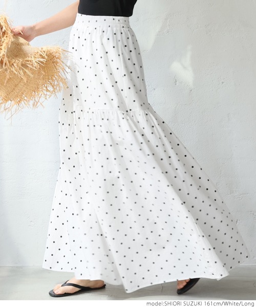 coca（coca）（コカ）の「ドット切り替えスカート（スカート・レディース・ホワイト・SHORT/LONG）」の2枚目の写真