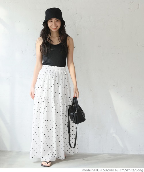 coca（coca）（コカ）の「ドット切り替えスカート（スカート・レディース・ホワイト・SHORT/LONG）」の5枚目の写真
