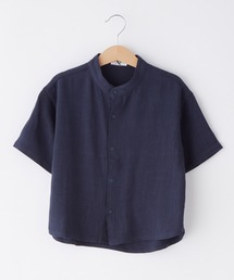 ＆yam | リネンレーヨン バンドカラー半袖シャツ(シャツ/ブラウス)