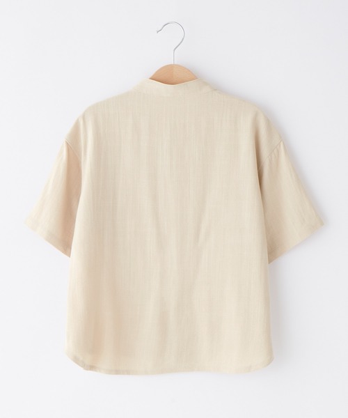 ＆yam（アンドヤム）の「リネンレーヨン バンドカラー半袖シャツ（シャツ/ブラウス・キッズ・ベージュ/ネイビー/エンジ/グリーン・110-120cm/120-130cm/100-110cm）」の11枚目の写真