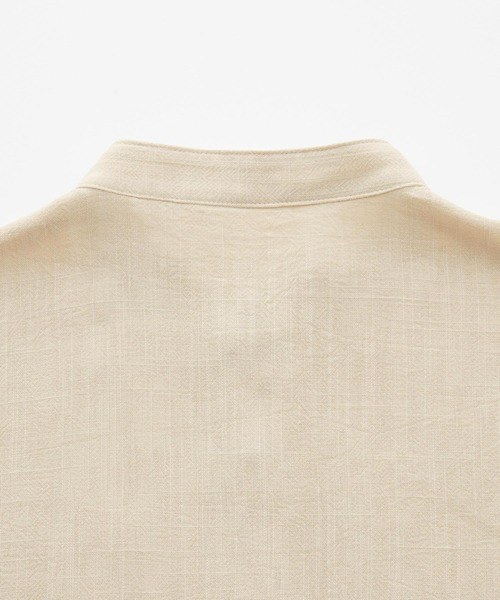 ＆yam（アンドヤム）の「リネンレーヨン バンドカラー半袖シャツ（シャツ/ブラウス・キッズ・ベージュ/ネイビー/エンジ/グリーン・110-120cm/120-130cm/100-110cm）」の13枚目の写真