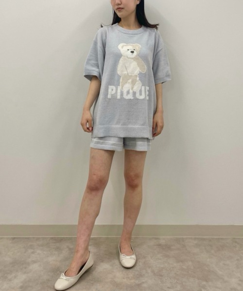 ジェラピケ ジャガードプルオーバー ♡ ピンクくま ベア柄お好きな方 gelato pique（ジェラートピケ）の「GOOD NIGHT BEAR ジャガード