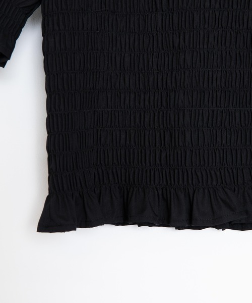 WEGO（ウィゴー）の「WEGO/シャーリングショートスリーブブラウス（シャツ/ブラウス・レディース・ホワイト/ブラック・FREE）」の13枚目の写真