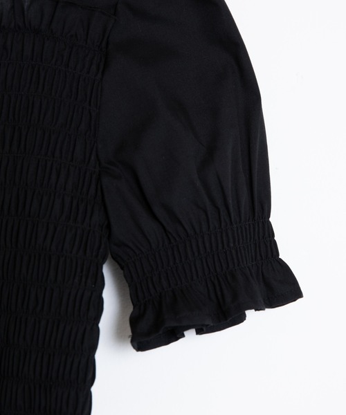 WEGO（ウィゴー）の「WEGO/シャーリングショートスリーブブラウス（シャツ/ブラウス・レディース・ホワイト/ブラック・FREE）」の16枚目の写真