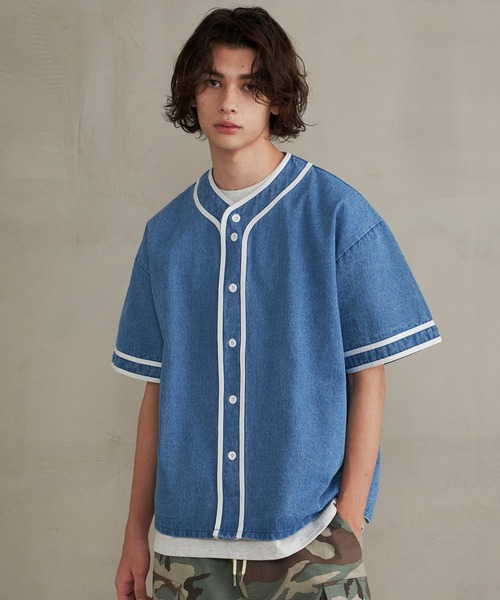 Revo.（レボ）の「Revo. デニム ベースボールシャツ/半袖シャツ