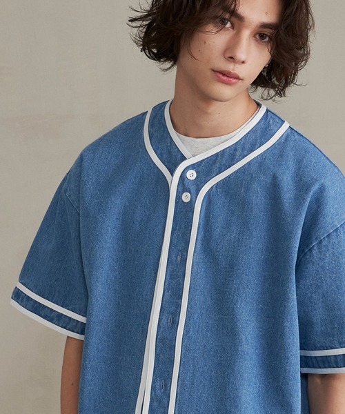 Revo.（レボ）の「Revo. デニム ベースボールシャツ/半袖シャツ