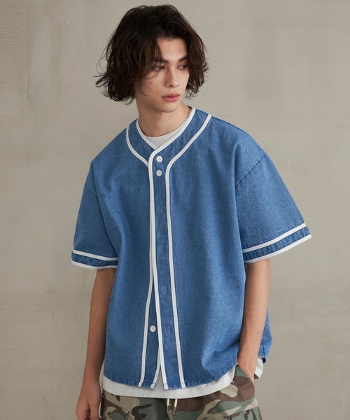 Revo.（レボ）の「Revo. デニム ベースボールシャツ/半袖シャツ