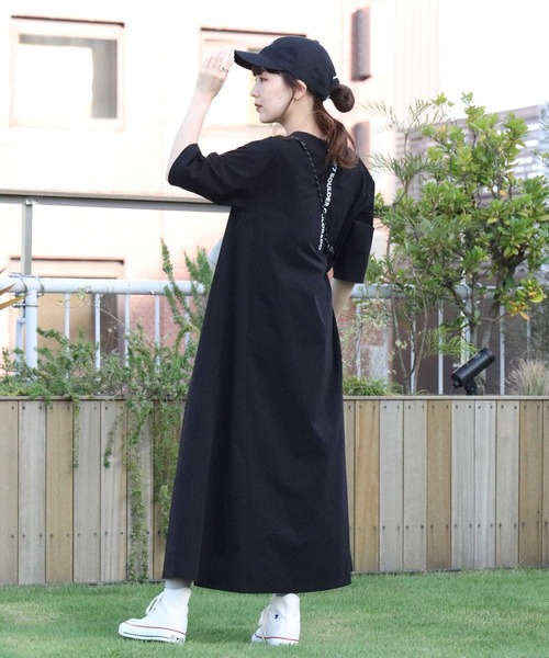 CAMP7（キャンプセブン）の「【CAMP7】テープロゴワンピース（ワンピース・レディース・ブラック/オリーブ・L/M）」の9枚目の写真