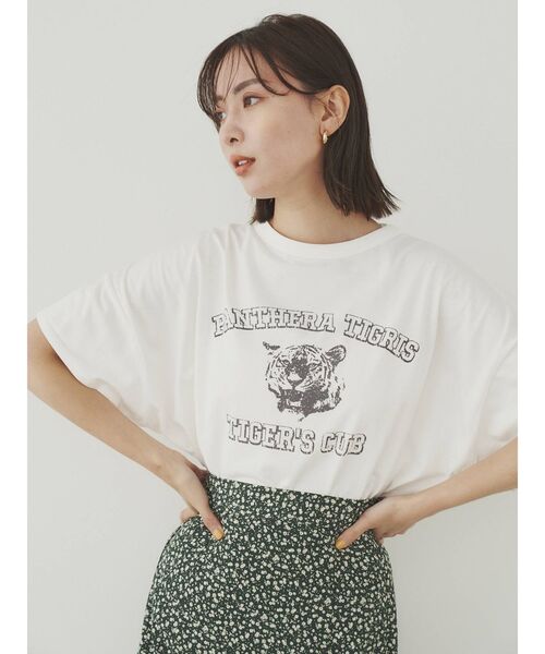 COTORICA(コトリカ)の「ヴィンテージ風プリントTシャツ(Tシャツ/カットソー・レディース・チャコールグレー/グレー/オフホワイト/マスタード・FREE)」の7枚目の写真