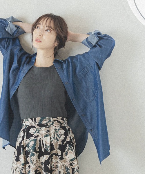 Andemiu（アンデミュウ）の「テンセルデニムシャツ297248（シャツ/ブラウス・レディース・ブルー/ネイビー・FREE）」の2枚目の写真