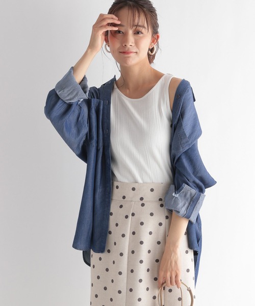 Andemiu（アンデミュウ）の「テンセルデニムシャツ297248（シャツ/ブラウス・レディース・ブルー/ネイビー・FREE）」の3枚目の写真