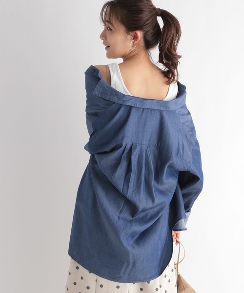 Andemiu（アンデミュウ）の「テンセルデニムシャツ297248（シャツ/ブラウス・レディース・ブルー/ネイビー・FREE）」の4枚目の写真