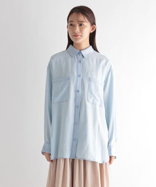 Andemiu（アンデミュウ）の「テンセルデニムシャツ297248（シャツ/ブラウス・レディース・ブルー/ネイビー・FREE）」の10枚目の写真