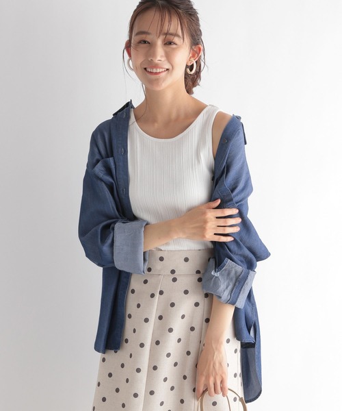 Andemiu（アンデミュウ）の「テンセルデニムシャツ297248（シャツ/ブラウス・レディース・ブルー/ネイビー・FREE）」の21枚目の写真