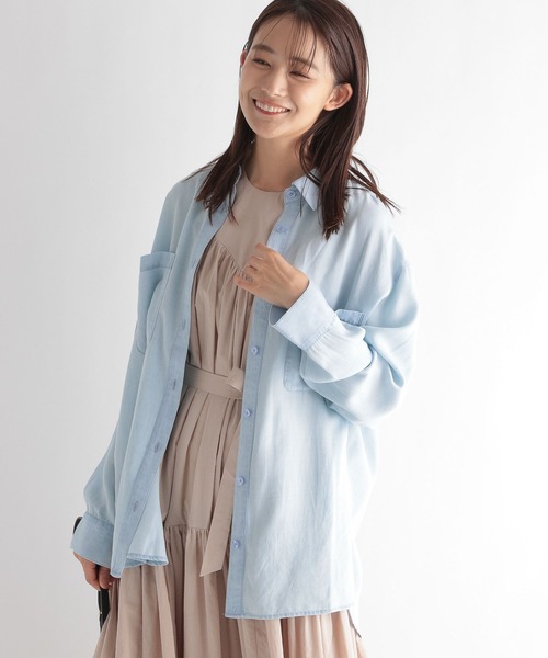 Andemiu（アンデミュウ）の「テンセルデニムシャツ297248（シャツ/ブラウス・レディース・ブルー/ネイビー・FREE）」の20枚目の写真