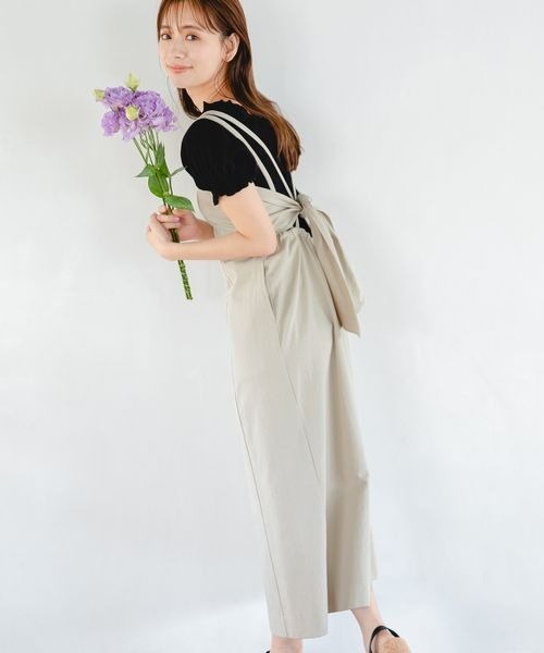 mysty woman(ミスティウーマン)の「バックシャンナローキャミワンピース 285657(ワンピース・レディース・ブラック/ベージュ/ネイビー/アイボリー/オレンジ系その他・FREE)」の3枚目の写真
