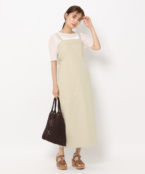 mysty woman(ミスティウーマン)の「バックシャンナローキャミワンピース 285657(ワンピース・レディース・ブラック/ベージュ/ネイビー/アイボリー/オレンジ系その他・FREE)」の9枚目の写真