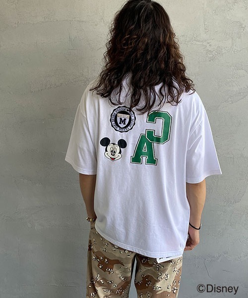 JEANS FACTORY （ジーンズファクトリー）の「[DISNEY/ディズニー] 別注 ワッペン付き CAロゴプリントTシャツ/ミッキーマウス（Tシャツ/カットソー・レディース・ブラック/ホワイト・XL/L/M）」の7枚目の写真