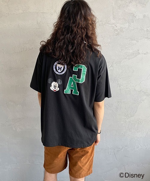 JEANS FACTORY （ジーンズファクトリー）の「[DISNEY/ディズニー] 別注 ワッペン付き CAロゴプリントTシャツ/ミッキーマウス（Tシャツ/カットソー・レディース・ブラック/ホワイト・XL/L/M）」の19枚目の写真