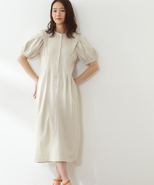 N.（N. Natural Beauty Basic）（エヌエヌナチュラルビューティーベーシック）の「◆ドットボタンステッチ切替ワンピース（ワンピース・レディース・イエロー/インディゴブルー/クリーム・MEDIUM）」の2枚目の写真