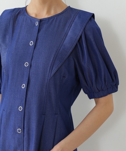 N.（N. Natural Beauty Basic）（エヌエヌナチュラルビューティーベーシック）の「◆ドットボタンステッチ切替ワンピース（ワンピース・レディース・イエロー/インディゴブルー/クリーム・MEDIUM）」の16枚目の写真