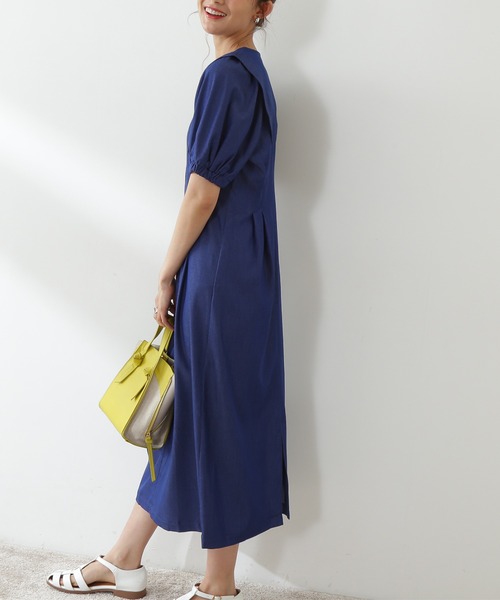 N.（N. Natural Beauty Basic）（エヌエヌナチュラルビューティーベーシック）の「◆ドットボタンステッチ切替ワンピース（ワンピース・レディース・イエロー/インディゴブルー/クリーム・MEDIUM）」の14枚目の写真