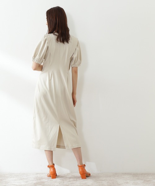 N.（N. Natural Beauty Basic）（エヌエヌナチュラルビューティーベーシック）の「◆ドットボタンステッチ切替ワンピース（ワンピース・レディース・イエロー/インディゴブルー/クリーム・MEDIUM）」の5枚目の写真