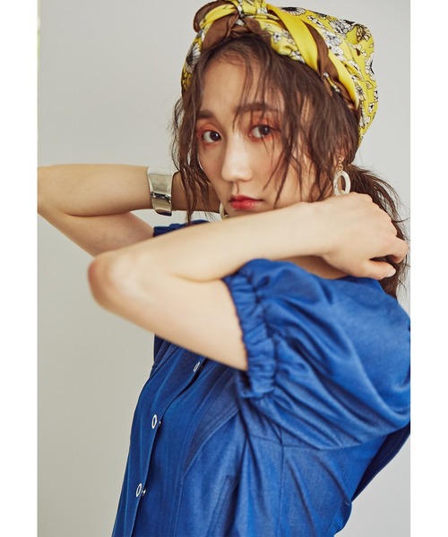 N.（N. Natural Beauty Basic）（エヌエヌナチュラルビューティーベーシック）の「◆ドットボタンステッチ切替ワンピース（ワンピース・レディース・イエロー/インディゴブルー/クリーム・MEDIUM）」の9枚目の写真