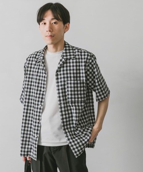 URBAN RESEARCH DOORS(アーバンリサーチドアーズ)の「『UR TECH 高機能リネン』リネンオープンカラーシャツ(シャツ/ブラウス・メンズ・ブラウン/ブルー/ネイビー/イエロー/チェック・MEDIUM/LARGE)」の10枚目の写真