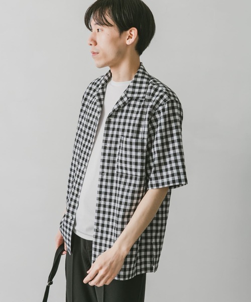 URBAN RESEARCH DOORS(アーバンリサーチドアーズ)の「『UR TECH 高機能リネン』リネンオープンカラーシャツ(シャツ/ブラウス・メンズ・ブラウン/ブルー/ネイビー/イエロー/チェック・MEDIUM/LARGE)」の11枚目の写真