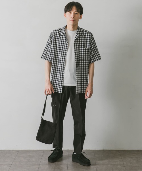 URBAN RESEARCH DOORS(アーバンリサーチドアーズ)の「『UR TECH 高機能リネン』リネンオープンカラーシャツ(シャツ/ブラウス・メンズ・ブラウン/ブルー/ネイビー/イエロー/チェック・MEDIUM/LARGE)」の12枚目の写真