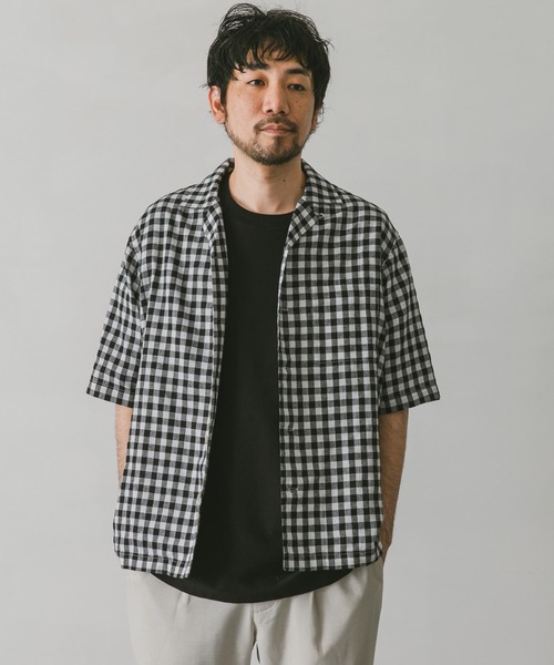 URBAN RESEARCH DOORS(アーバンリサーチドアーズ)の「『UR TECH 高機能リネン』リネンオープンカラーシャツ(シャツ/ブラウス・メンズ・ブラウン/ブルー/ネイビー/イエロー/チェック・MEDIUM/LARGE)」の20枚目の写真