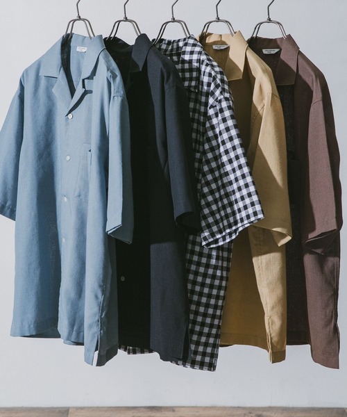 URBAN RESEARCH DOORS(アーバンリサーチドアーズ)の「『UR TECH 高機能リネン』リネンオープンカラーシャツ(シャツ/ブラウス・メンズ・ブラウン/ブルー/ネイビー/イエロー/チェック・MEDIUM/LARGE)」の4枚目の写真