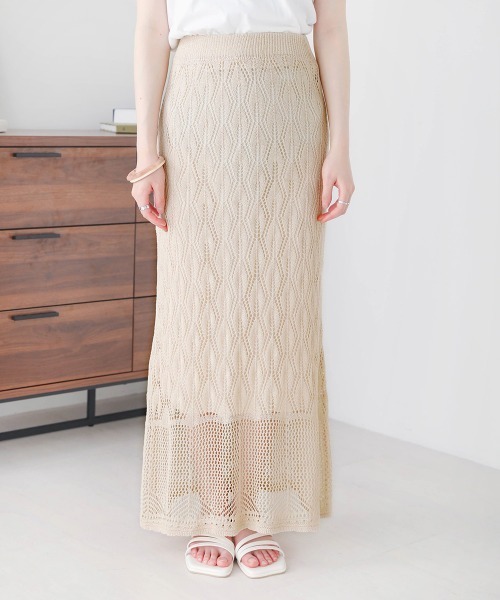 Bab（バブ）の「透かし編みレースタイトスカート（スカート・レディース・ブラック/アイボリー・M）」の8枚目の写真