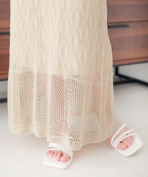 Bab（バブ）の「透かし編みレースタイトスカート（スカート・レディース・ブラック/アイボリー・M）」の10枚目の写真