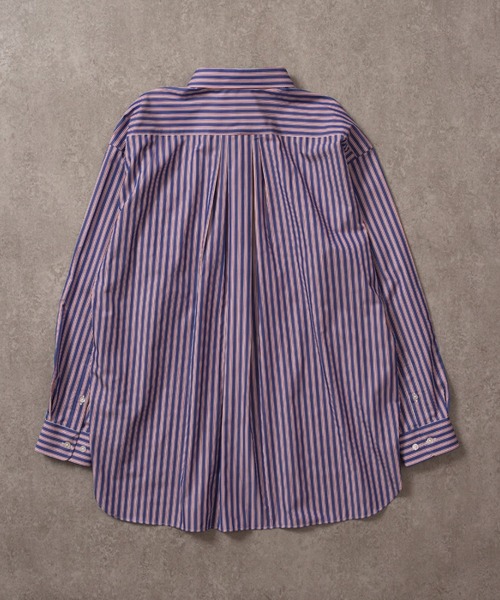 BRICK & SONS(ブリックアンドサンズ)の「リラックスバックプリーツシャツ<レッド×ネイビーストライプ>(シャツ/ブラウス・メンズ・ボルドー・LL/S/M/L)」の7枚目の写真
