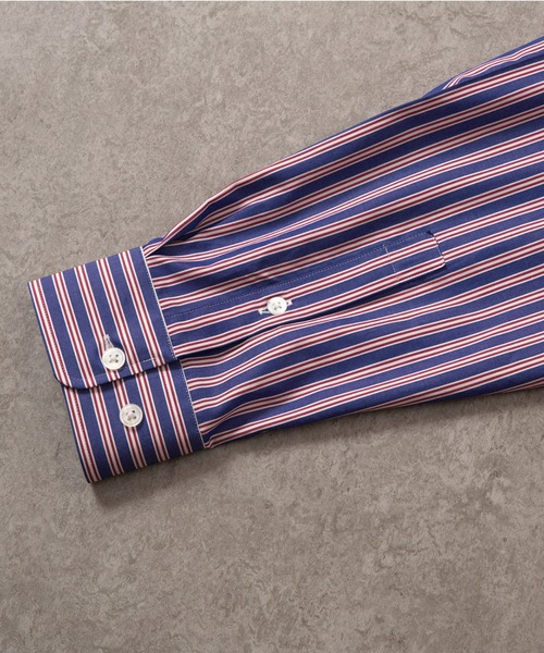 BRICK & SONS(ブリックアンドサンズ)の「リラックスバックプリーツシャツ<レッド×ネイビーストライプ>(シャツ/ブラウス・メンズ・ボルドー・LL/S/M/L)」の8枚目の写真