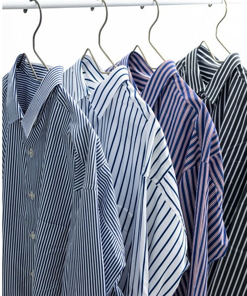 BRICK & SONS(ブリックアンドサンズ)の「リラックスバックプリーツシャツ<レッド×ネイビーストライプ>(シャツ/ブラウス・メンズ・ボルドー・LL/S/M/L)」の10枚目の写真