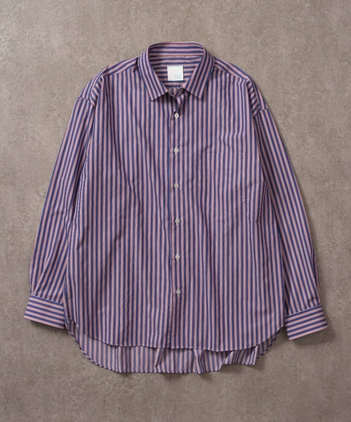 BRICK & SONS(ブリックアンドサンズ)の「リラックスバックプリーツシャツ<レッド×ネイビーストライプ>(シャツ/ブラウス・メンズ・ボルドー・LL/S/M/L)」の11枚目の写真
