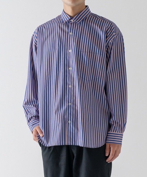 BRICK & SONS(ブリックアンドサンズ)の「リラックスバックプリーツシャツ<レッド×ネイビーストライプ>(シャツ/ブラウス・メンズ・ボルドー・LL/S/M/L)」の19枚目の写真