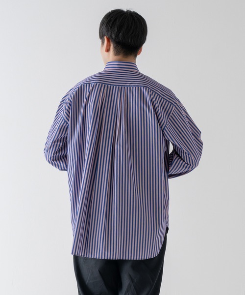 BRICK & SONS(ブリックアンドサンズ)の「リラックスバックプリーツシャツ<レッド×ネイビーストライプ>(シャツ/ブラウス・メンズ・ボルドー・LL/S/M/L)」の16枚目の写真
