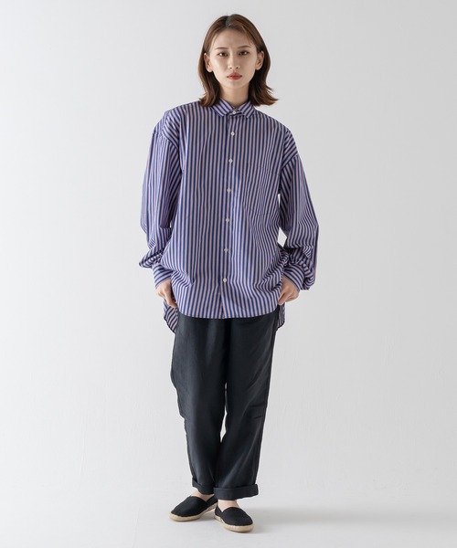 BRICK & SONS(ブリックアンドサンズ)の「リラックスバックプリーツシャツ<レッド×ネイビーストライプ>(シャツ/ブラウス・メンズ・ボルドー・LL/S/M/L)」の14枚目の写真