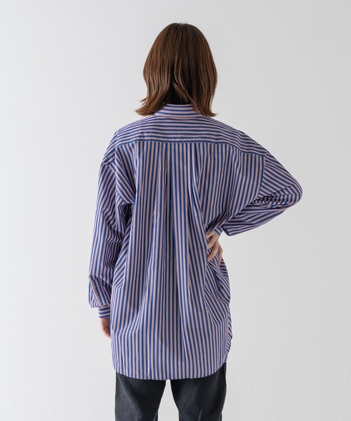 BRICK & SONS(ブリックアンドサンズ)の「リラックスバックプリーツシャツ<レッド×ネイビーストライプ>(シャツ/ブラウス・メンズ・ボルドー・LL/S/M/L)」の12枚目の写真