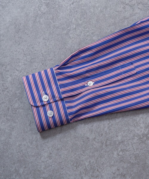 BRICK & SONS(ブリックアンドサンズ)の「リラックスバックプリーツシャツ<レッド×ネイビーストライプ>(シャツ/ブラウス・メンズ・ボルドー・LL/S/M/L)」の21枚目の写真